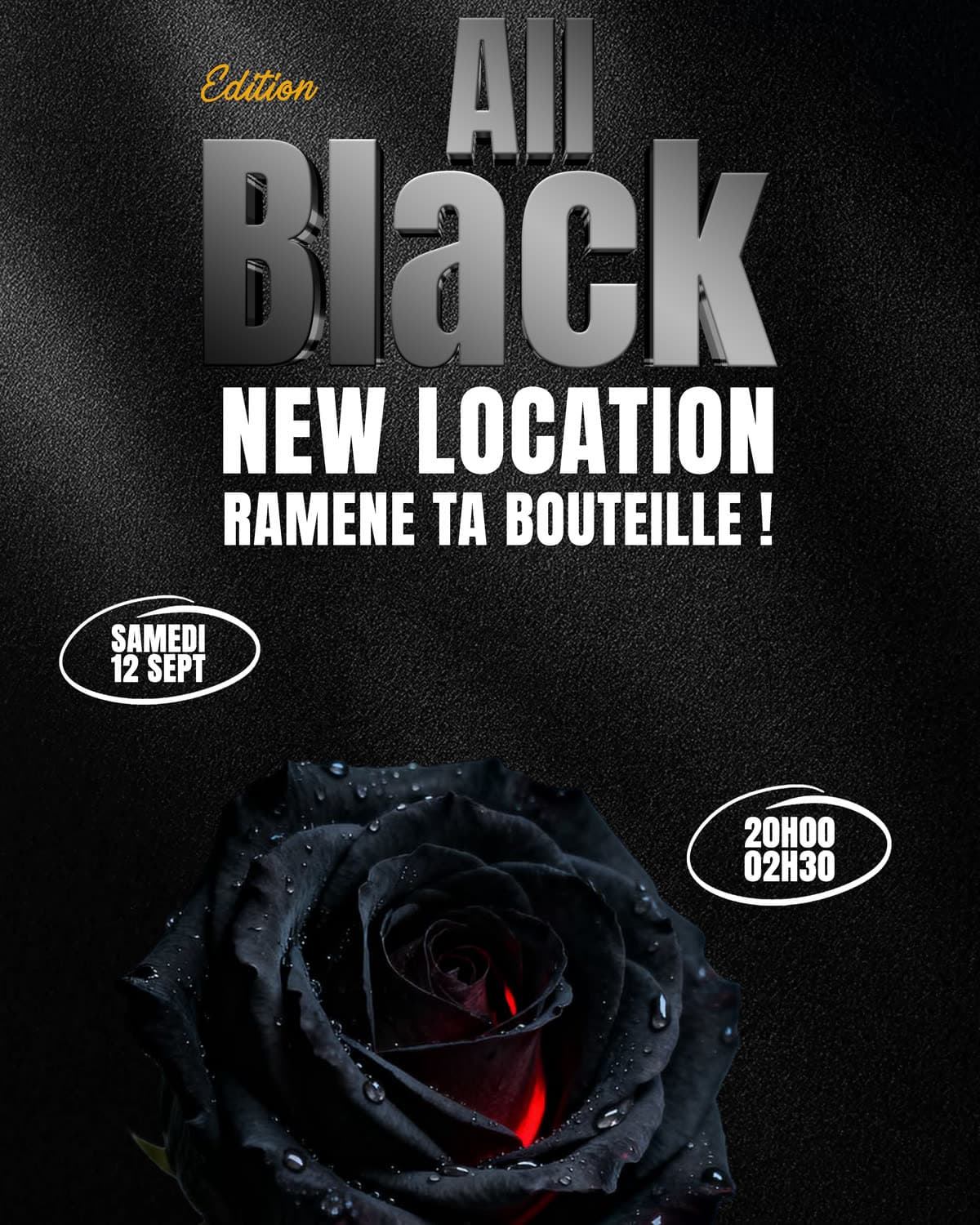 Affiche officielle Orn City — Édition All Black, samedi 12 septembre, 20h00 à 02h30